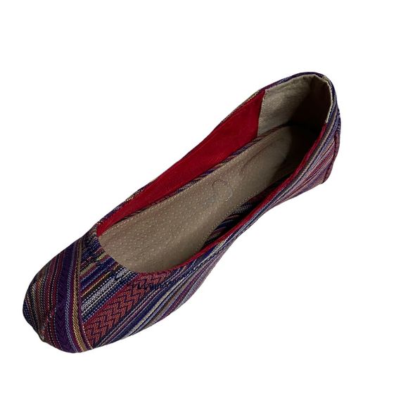 Toms Women's Lina Stripe Ballet Flat Shoes - Picture 4 of 8